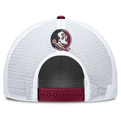 Men's Nike Garnet/White Florida State Seminoles 2025 On-Field Rise Patch Trucker Adjustable Hat