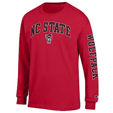Men's Champion Red NC State Wolfpack Arch Over Logo 2-Hit Long Sleeve T-Shirt