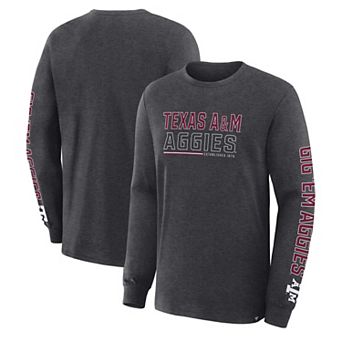 Men's Fanatics Charcoal Texas A&M Aggies Quad Fuel The Fire Long Sleeve T-Shirt