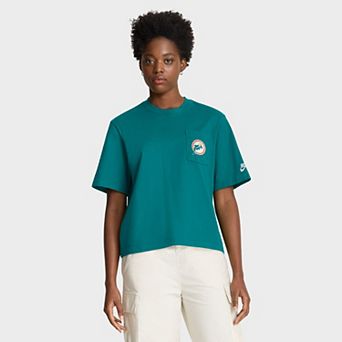 Women's Nike Aqua Miami Dolphins Rewind Pocket Boxy T-Shirt