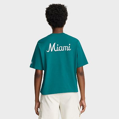 Women's Nike Aqua Miami Dolphins Rewind Pocket Boxy T-Shirt