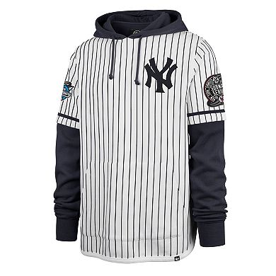 Men's '47 White New York Yankees 2000 World Series Winning Stripes Shortstop Pullover Hoodie