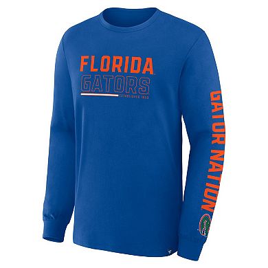 Men's Fanatics Royal Florida Gators Quad Fuel The Fire Long Sleeve T-Shirt