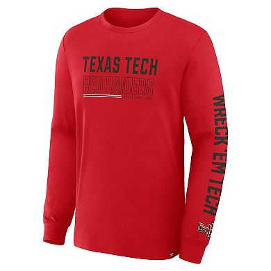 Men's Fanatics Red Texas Tech Red Raiders Quad Fuel The Fire Long Sleeve T-Shirt