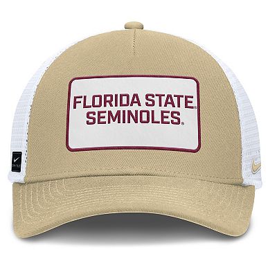 Men's Nike Gold/White Florida State Seminoles 2025 On-Field Rise Patch Trucker Adjustable Hat