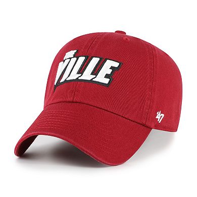 Men's '47 Red Louisville Cardinals Clean Up Adjustable Hat