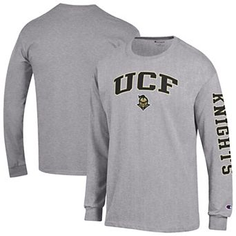 Men's Champion Heather Gray UCF Knights Arch Over Logo 2-Hit Long Sleeve T-Shirt