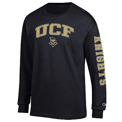 Men's Champion Black UCF Knights Arch Over Logo 2-Hit Long Sleeve T-Shirt