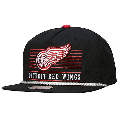 Men's Mitchell & Ness Black Detroit Red Wings Ascend Deadstock Snapback Hat