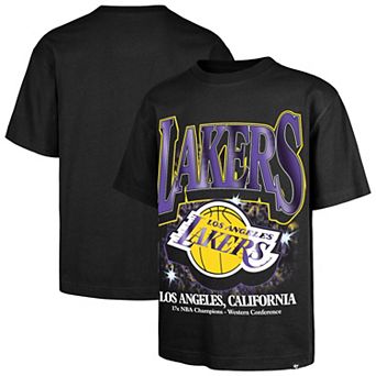 Men's '47 Black Los Angeles Lakers Past Champs Collection Flashbulb Foundation T-Shirt