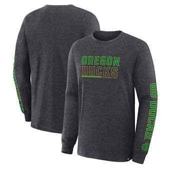 Men's Fanatics Charcoal Oregon Ducks Quad Fuel The Fire Long Sleeve T-Shirt