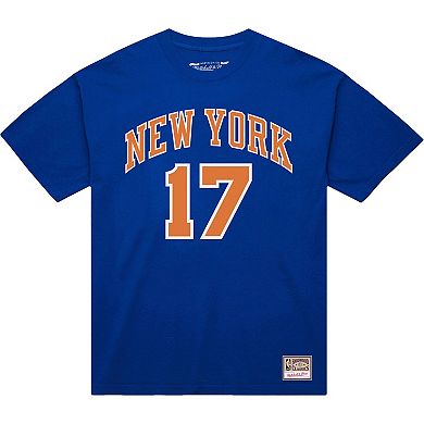 Men's Mitchell & Ness Jeremy Lin Blue New York Knicks Name & Number T-Shirt