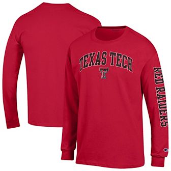 Men's Champion Red Texas Tech Red Raiders Arch Over Logo 2-Hit Long Sleeve T-Shirt