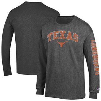 Men's Champion Charcoal Texas Longhorns Arch Over Logo 2-Hit Long Sleeve T-Shirt