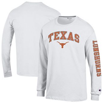 Men's Champion White Texas Longhorns Arch Over Logo 2-Hit Long Sleeve T-Shirt