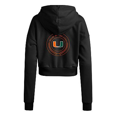 Women's adidas Black Miami Hurricanes Campus Queen Cropped Pullover Hoodie