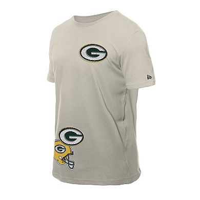 Men's New Era Light Beige Green Bay Packers Multi Patch T-Shirt