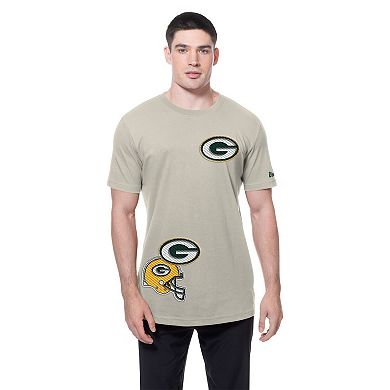 Men's New Era Light Beige Green Bay Packers Multi Patch T-Shirt