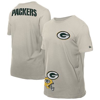 Men's New Era Light Beige Green Bay Packers Multi Patch T-Shirt