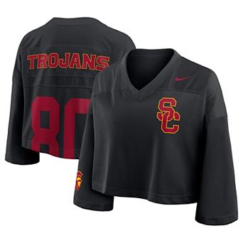 Women's Nike Black USC Trojans Cropped Mesh Fashion Jersey