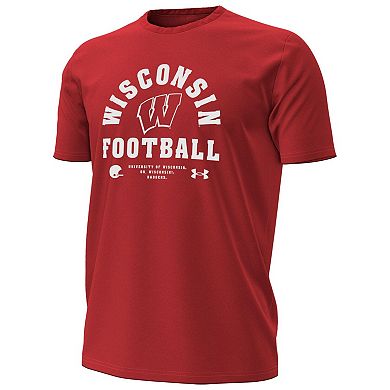 Men's Under Armour Red Wisconsin Badgers 2025 Sideline Football Performance T-Shirt