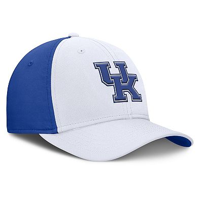 Men's Nike White/Royal Kentucky Wildcats 2025 Sideline Rise Local Performance Flex Hat