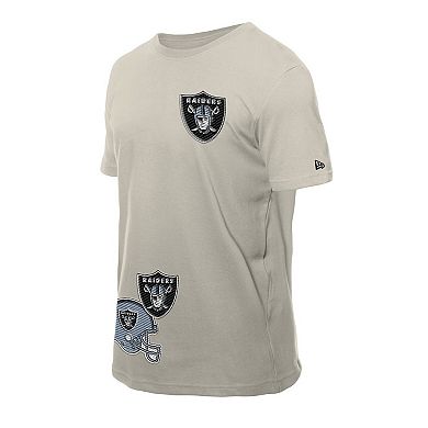 Men's New Era Light Beige Las Vegas Raiders Multi Patch T-Shirt