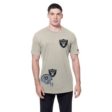 Men's New Era Light Beige Las Vegas Raiders Multi Patch T-Shirt