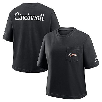 Women's Nike Black Cincinnati Bengals Rewind Pocket Boxy T-Shirt
