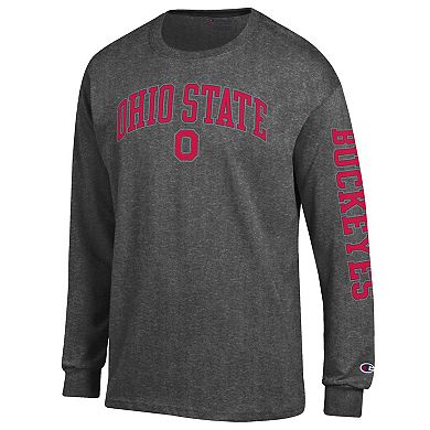 Men's Champion Charcoal Ohio State Buckeyes Arch Over Logo Long Sleeve T-Shirt