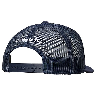 Men's Mitchell & Ness White/Deep Sea Blue Seattle Kraken Gridlock Trucker Adjustable Hat