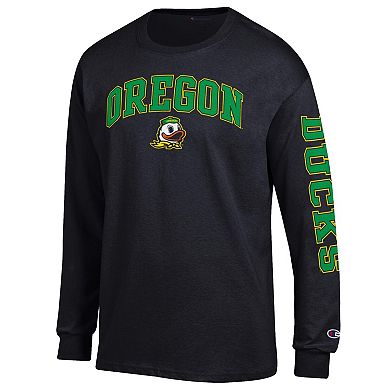 Men's Champion Black Oregon Ducks Arch Over Logo 2-Hit Long Sleeve T-Shirt