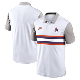 Men's Nike White/Gray Clemson Tigers Athletic Prep Legacy Logo Vapor Performance Polo