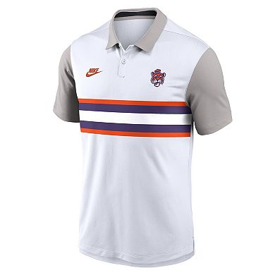 Men's Nike White/Gray Clemson Tigers Athletic Prep Legacy Logo Vapor Performance Polo