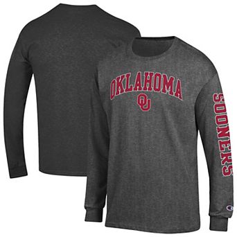 Men's Champion Grey Oklahoma Sooners Arch Over Logo 2-Hit Long Sleeve T-Shirt