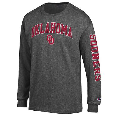 Men's Champion Grey Oklahoma Sooners Arch Over Logo 2-Hit Long Sleeve T-Shirt