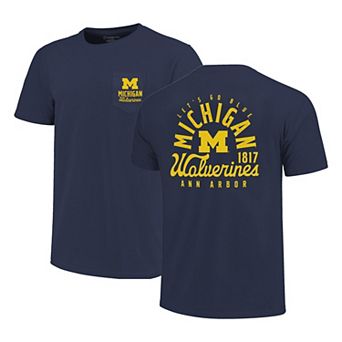 Men's Navy Michigan Wolverines Big & Tall Mascot Overlay Essential Pocket T-Shirt