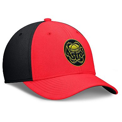 Men's Nike Crimson/Black Houston Astros Neon 90s Rise SwooshFlex Hat