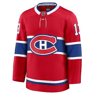 Men's Fanatics Cole Caufield Red Montreal Canadiens Home Premium Jersey