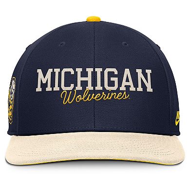 Men's Nike Navy/Cream Michigan Wolverines Pro Legacy Script Snapback Hat