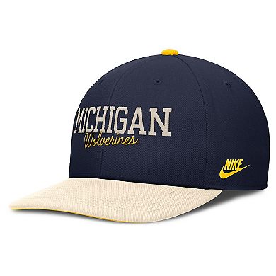 Men's Nike Navy/Cream Michigan Wolverines Pro Legacy Script Snapback Hat