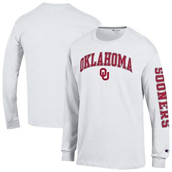 Men's Champion White Oklahoma Sooners Arch Over Logo 2-Hit Long Sleeve T-Shirt