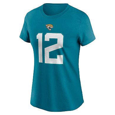 Women's Nike Travis Hunter Teal Jacksonville Jaguars 2025 NFL Draft First Round Pick Name & Number T-Shirt