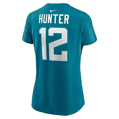 Women's Nike Travis Hunter Teal Jacksonville Jaguars 2025 NFL Draft First Round Pick Name & Number T-Shirt