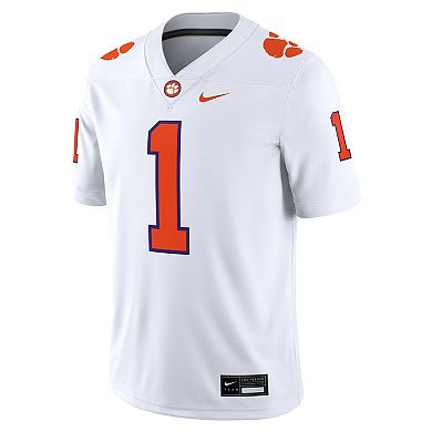 Men's Nike #1 White Clemson Tigers Game Jersey