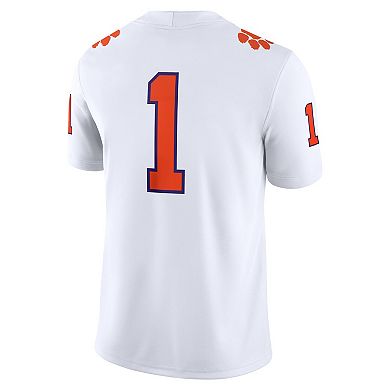 Men's Nike #1 White Clemson Tigers Game Jersey