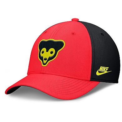 Men's Nike Crimson/Black Chicago Cubs Neon 90s Rise SwooshFlex Hat