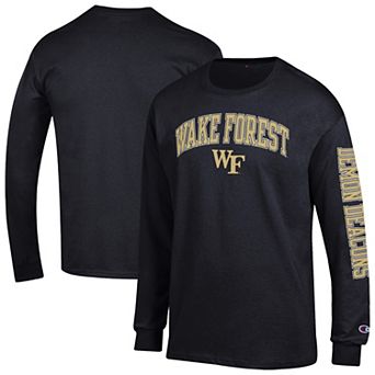 Men's Champion Black Wake Forest Demon Deacons Arch Over Logo 2-Hit Long Sleeve T-Shirt