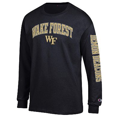 Men's Champion Black Wake Forest Demon Deacons Arch Over Logo 2-Hit Long Sleeve T-Shirt