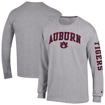 Men's Champion Heather Gray Auburn Tigers Arch Over Logo 2-Hit Long Sleeve T-Shirt